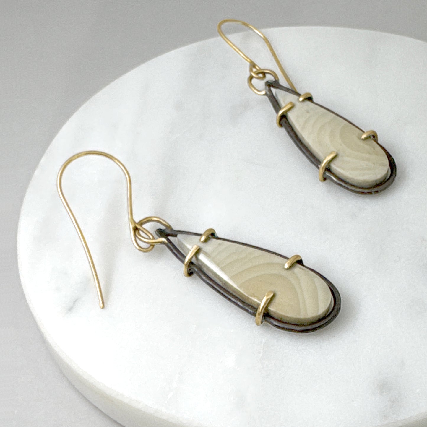 Imperial green jasper 14k yellow gold prong earrings