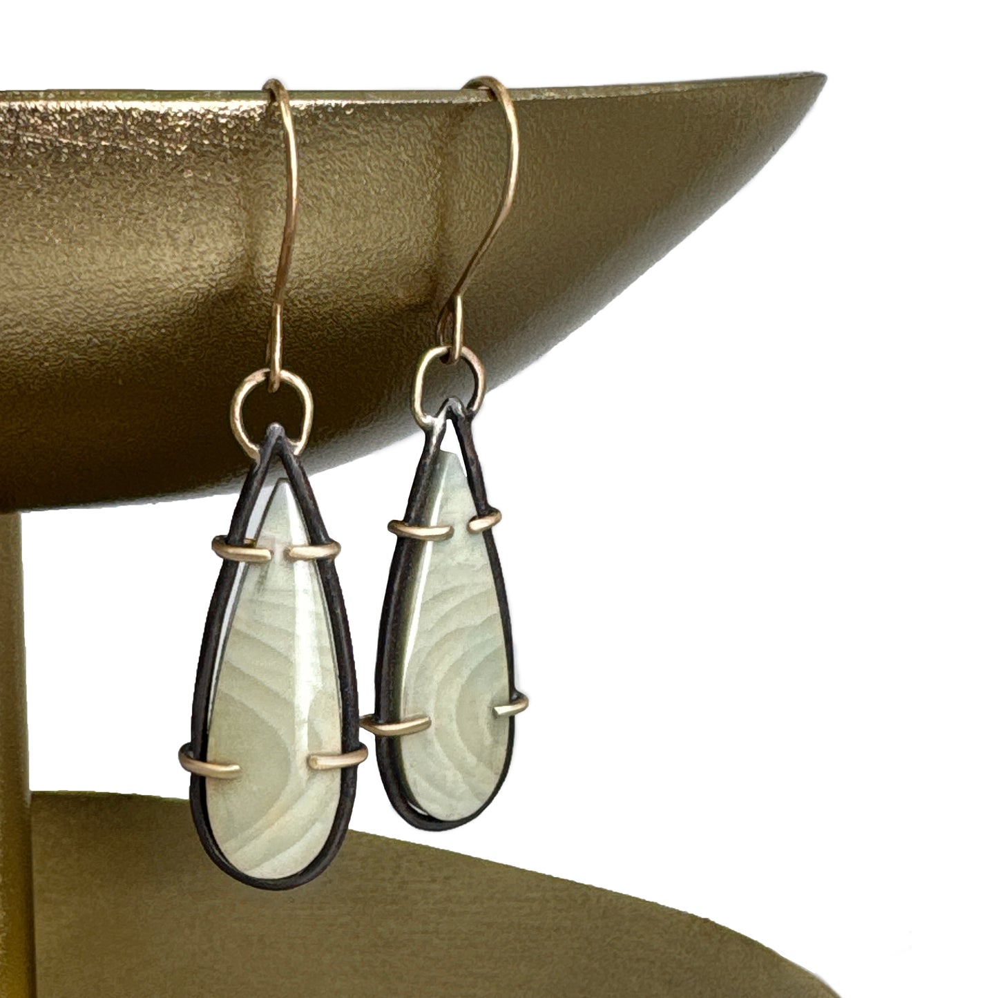 Imperial green jasper 14k yellow gold prong earrings