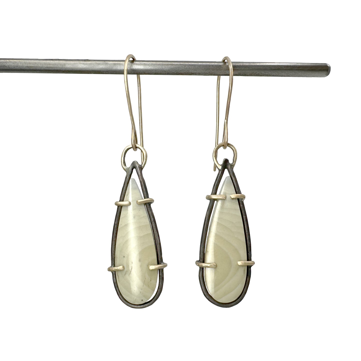 Imperial green jasper 14k yellow gold prong earrings