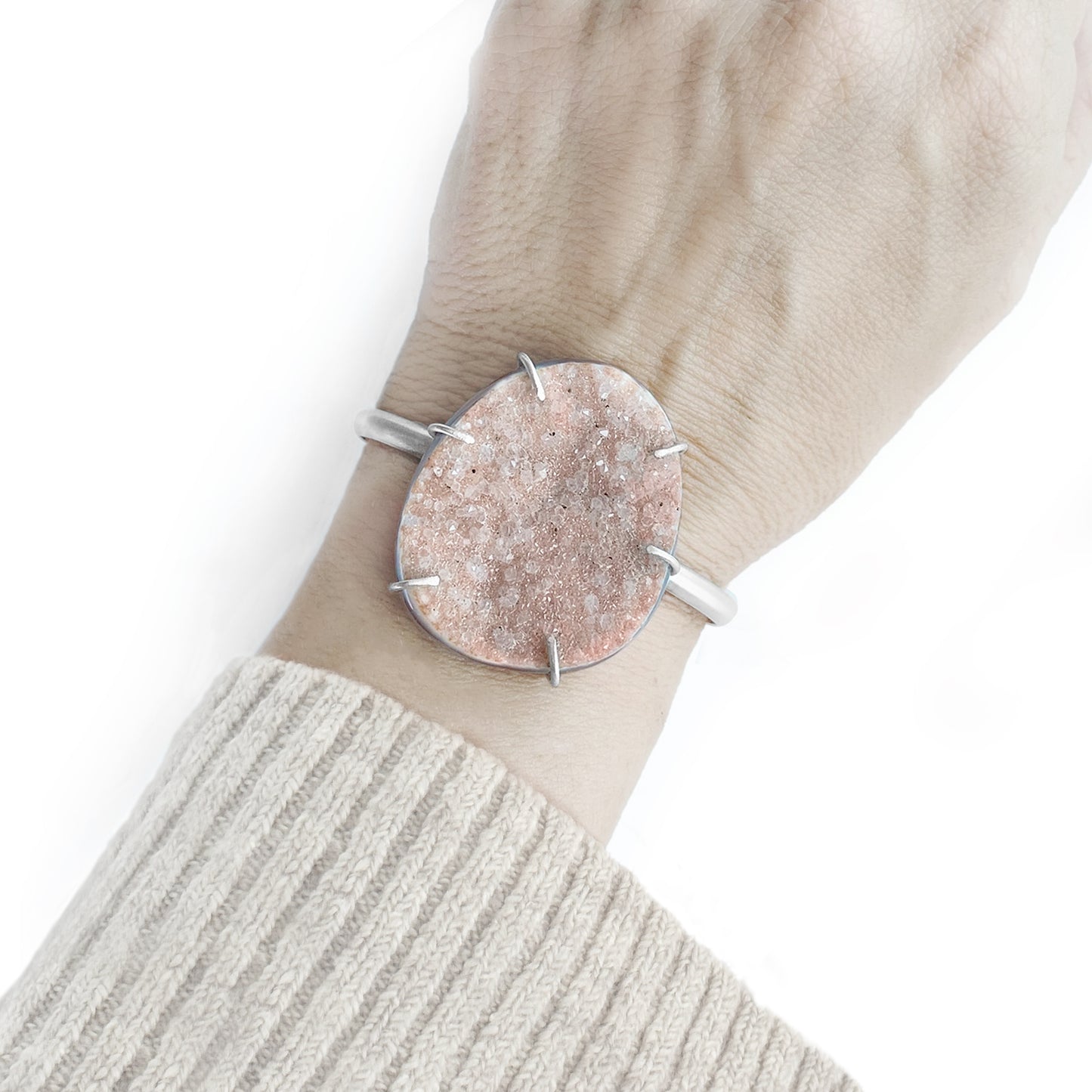 Sparkling peach druzy statement cuff