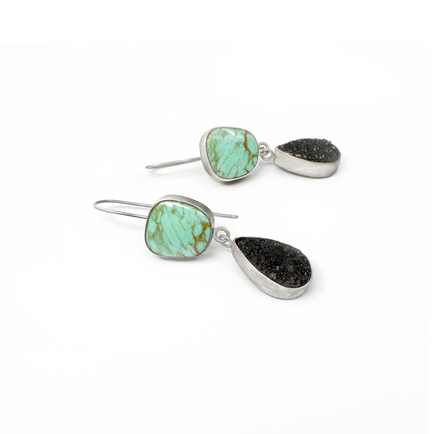 Turquoise and black druzy earrings