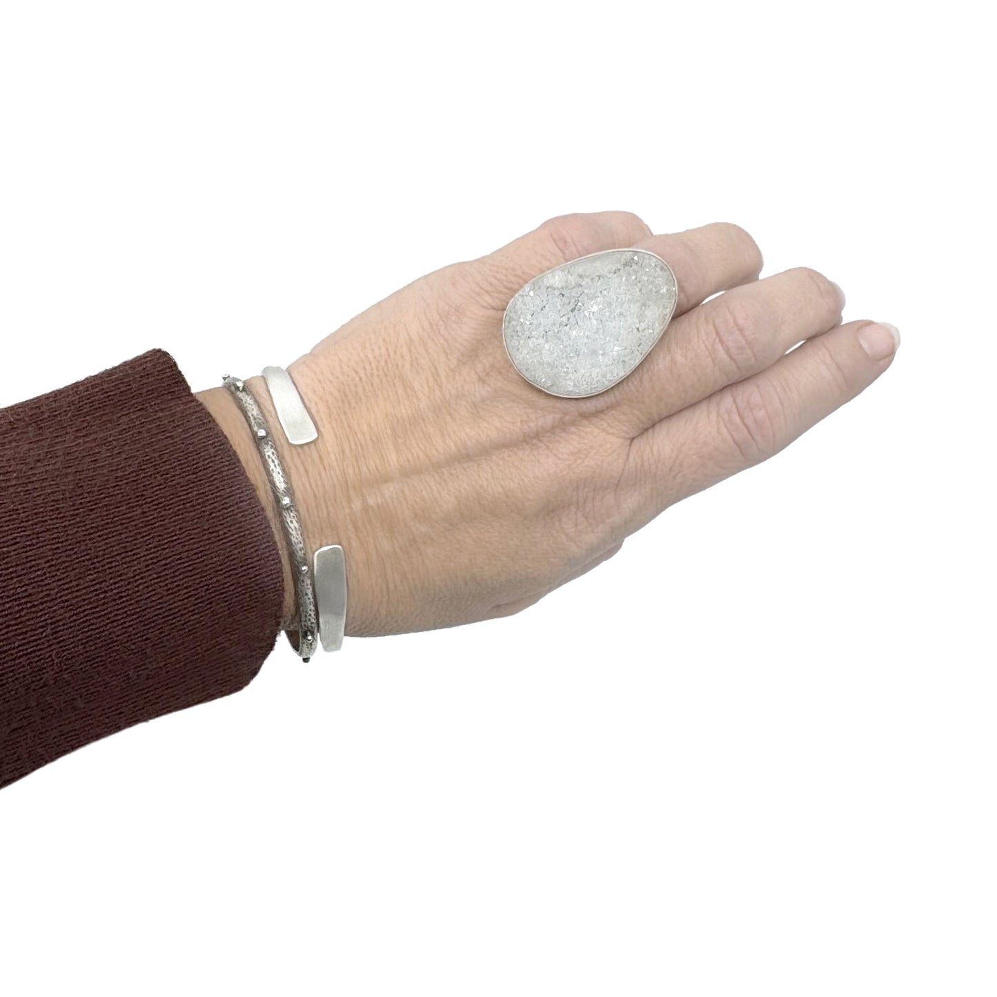 Sparkling serenity teardrop white druzy statement ring