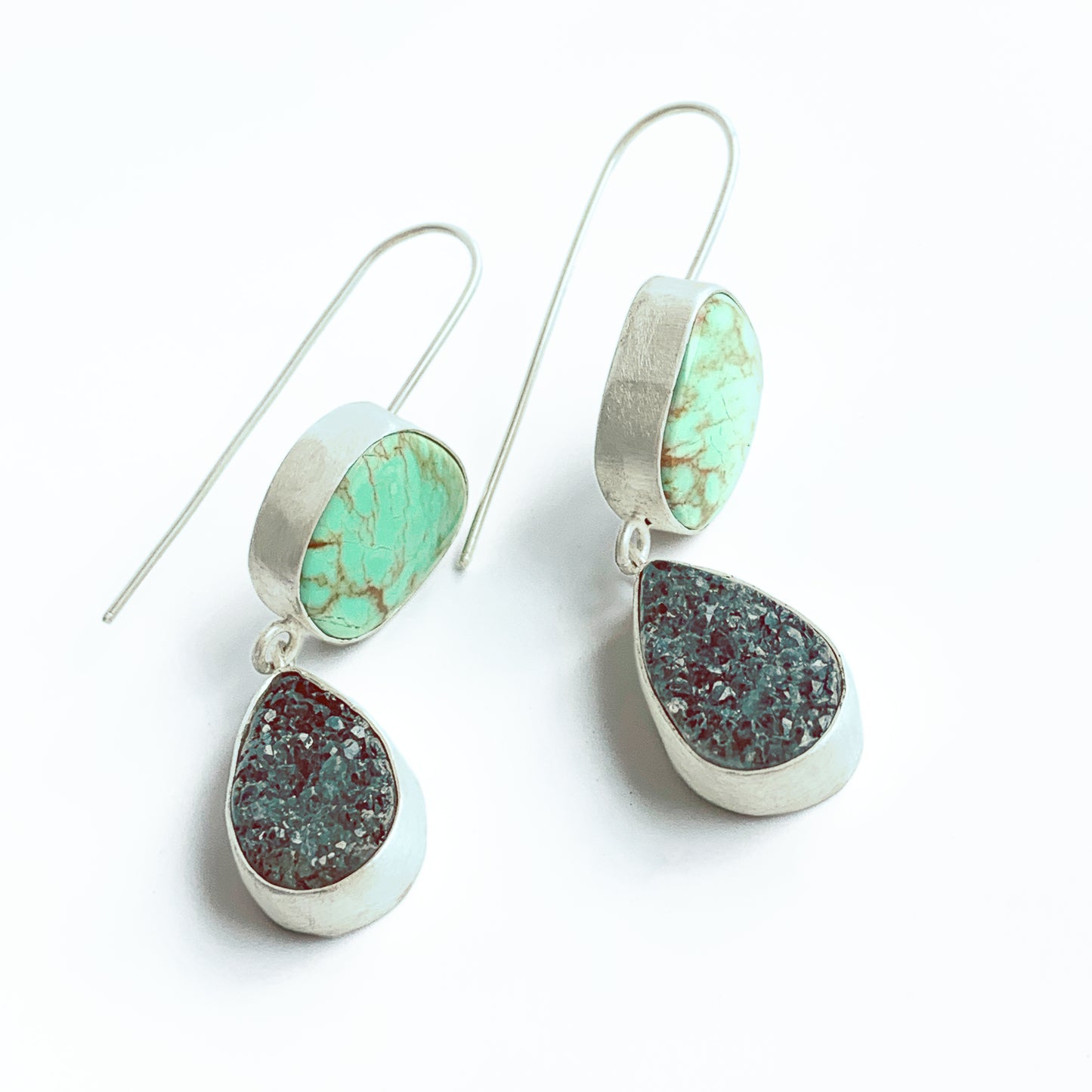 Turquoise and black druzy earrings