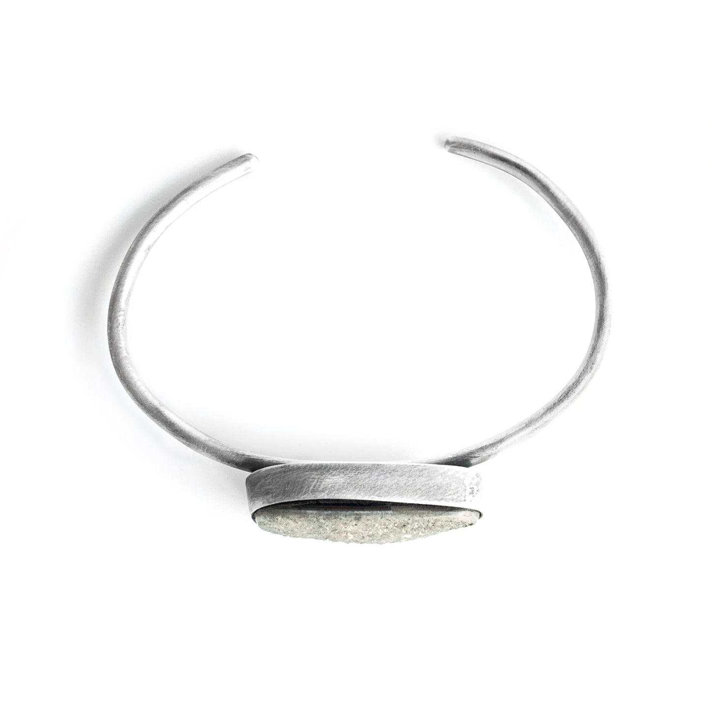 Dark Sparkle Druzy Cuff – Adjustable Sterling Silver Bracelet