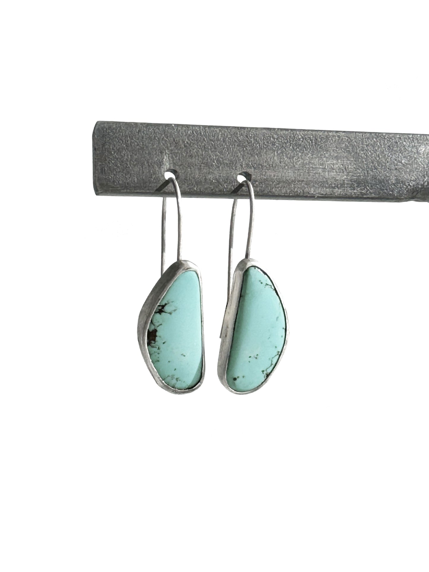 Kingman turquoise sterling silver drop earrings