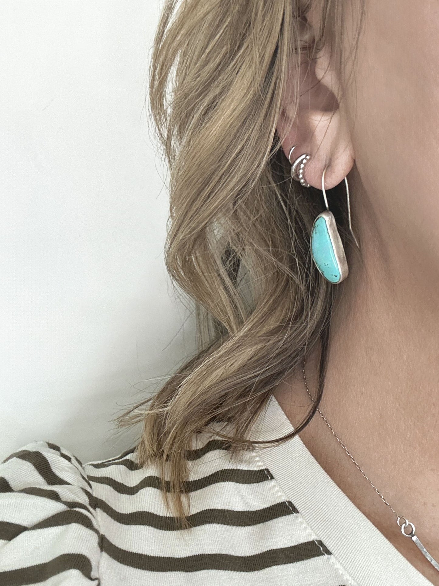 Kingman turquoise sterling silver drop earrings