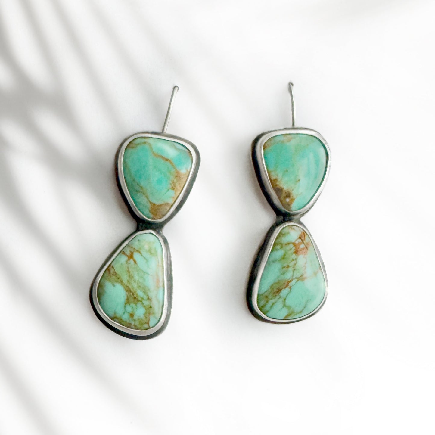 Double bezel Kingman turquoise earrings