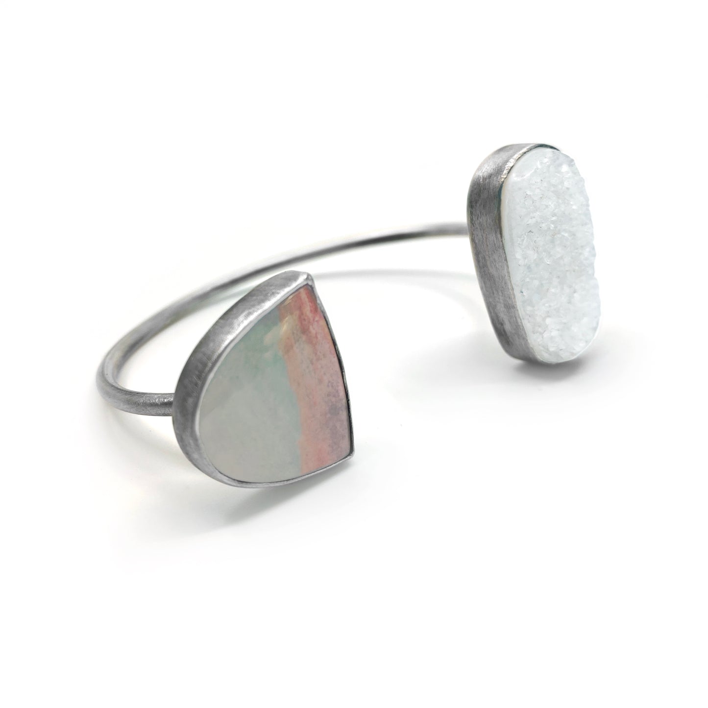 Druzy & Jasper Double Bezel Bracelet – Sterling Silver