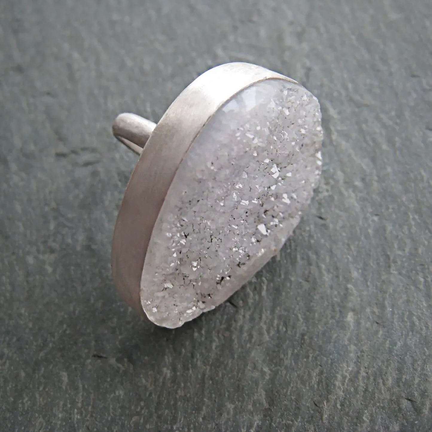 Sparkling serenity teardrop white druzy statement ring