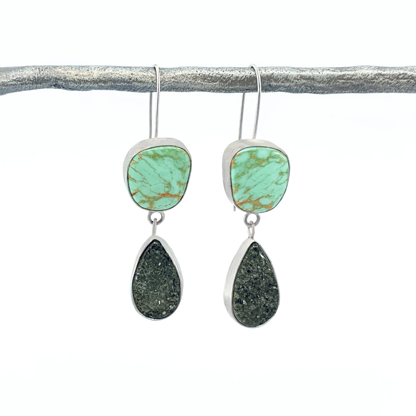Turquoise and black druzy earrings