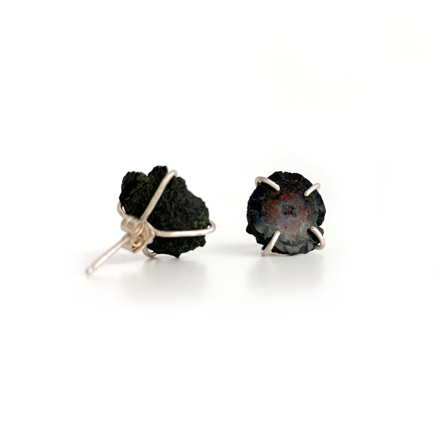 Baby geodes prong set post earrings