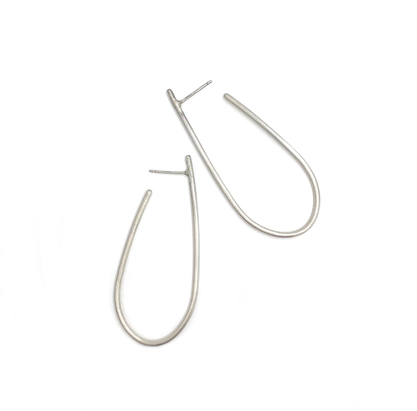 Large open hoop sterling silver earrings