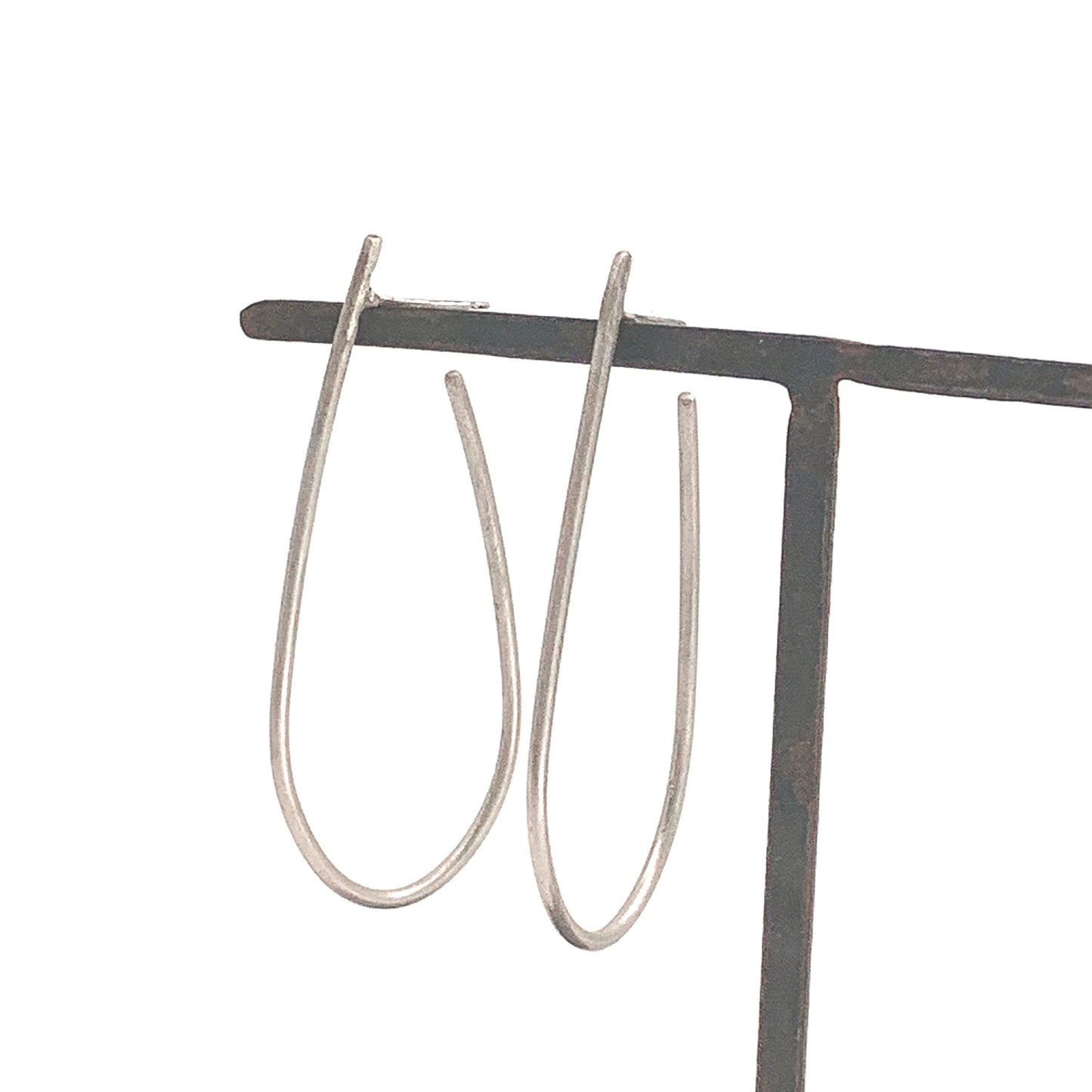Large open hoop sterling silver earrings