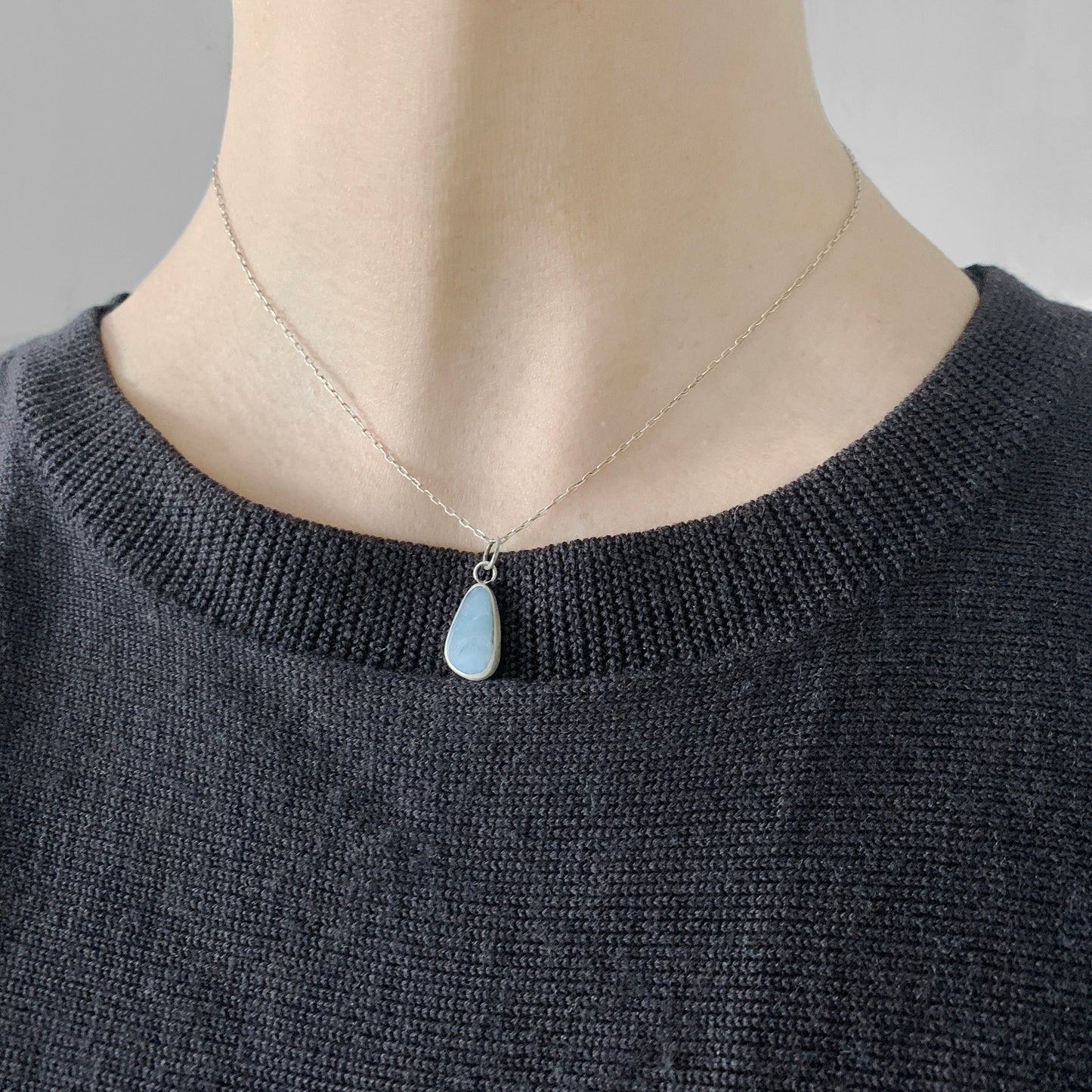Opal sterling silver pendant necklace