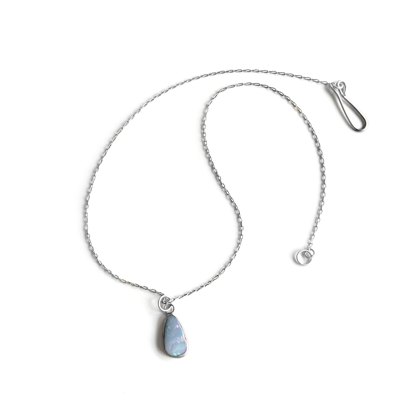 Opal sterling silver pendant necklace