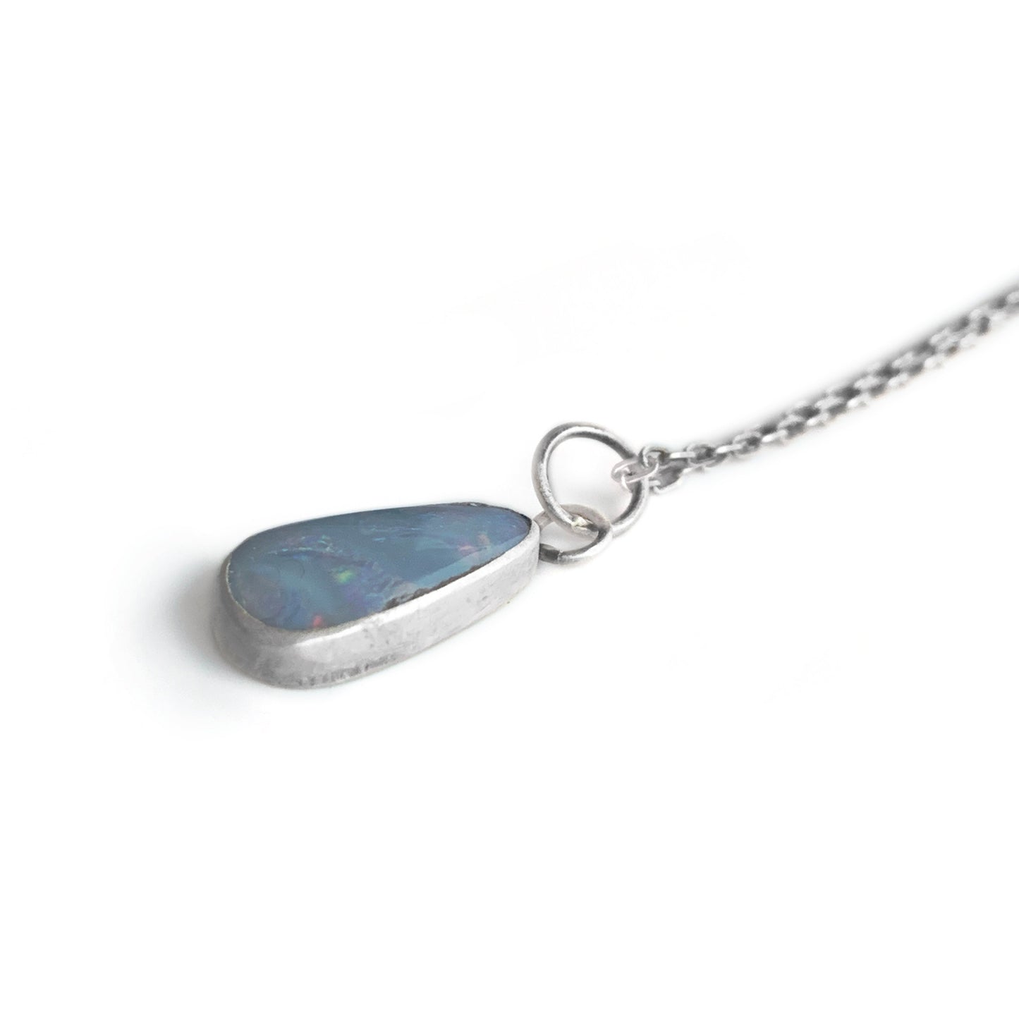 Opal sterling silver pendant necklace