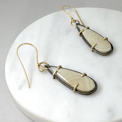 Imperial green jasper 14k yellow gold prong earrings