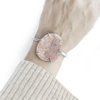 Sparkling peach druzy statement cuff