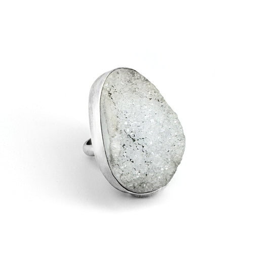 Sparkling serenity teardrop white druzy statement ring