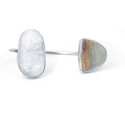 Druzy & Jasper Double Bezel Bracelet – Sterling Silver