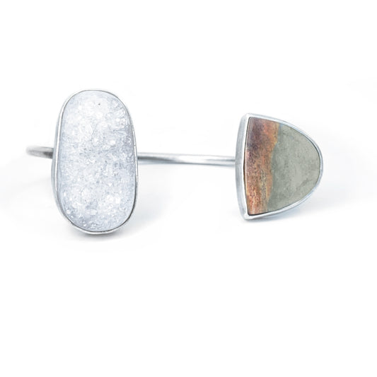Druzy & Jasper Double Bezel Bracelet – Sterling Silver
