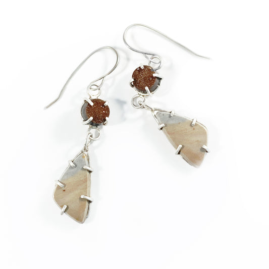 Sparkling dangle earrings with druzy and royal savannah jasper