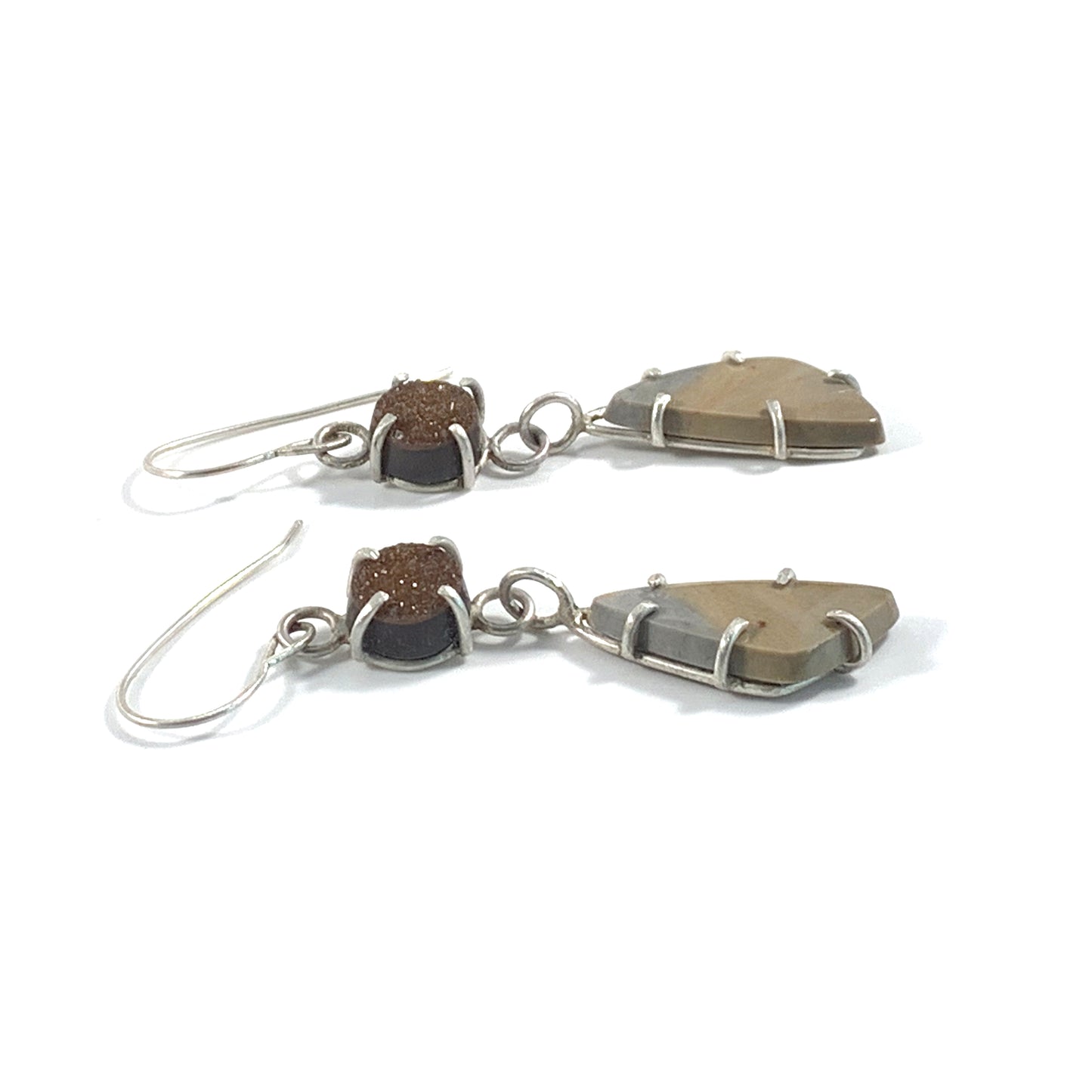 Sparkling dangle earrings with druzy and royal savannah jasper