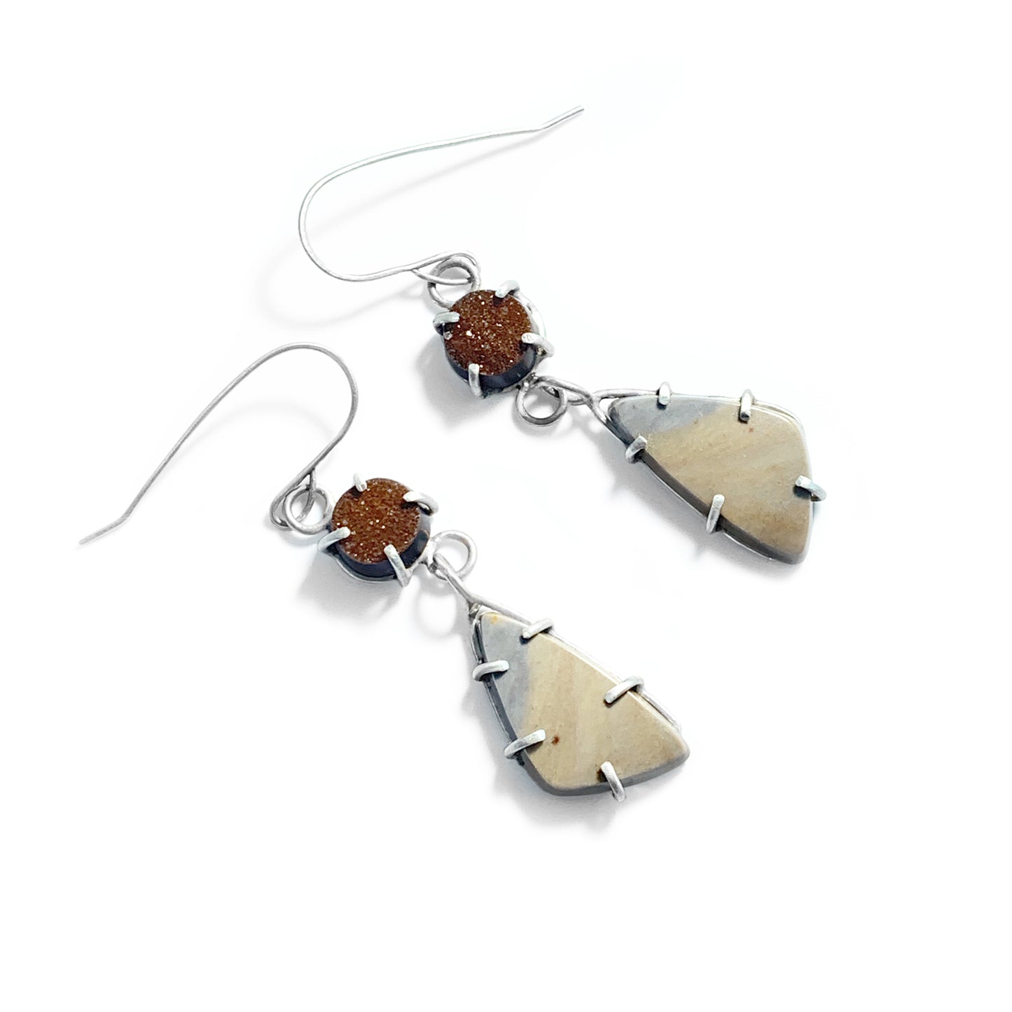 Sparkling dangle earrings with druzy and royal savannah jasper