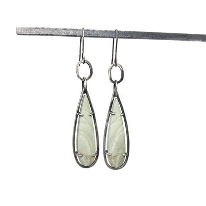 Imperial green jasper silver prong-set earrings