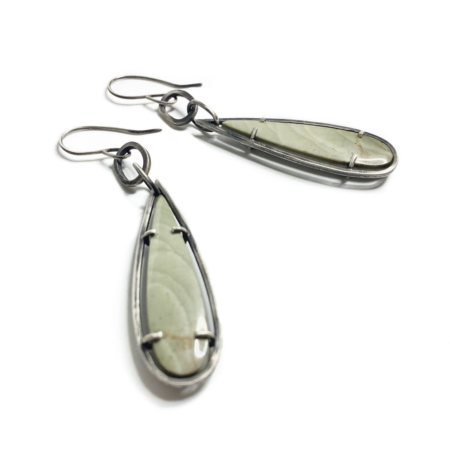 Imperial green jasper silver prong-set earrings