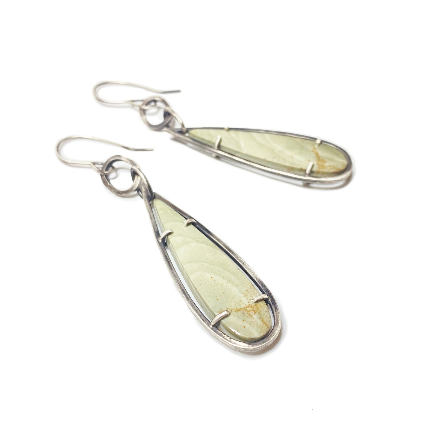 Imperial green jasper silver prong-set earrings
