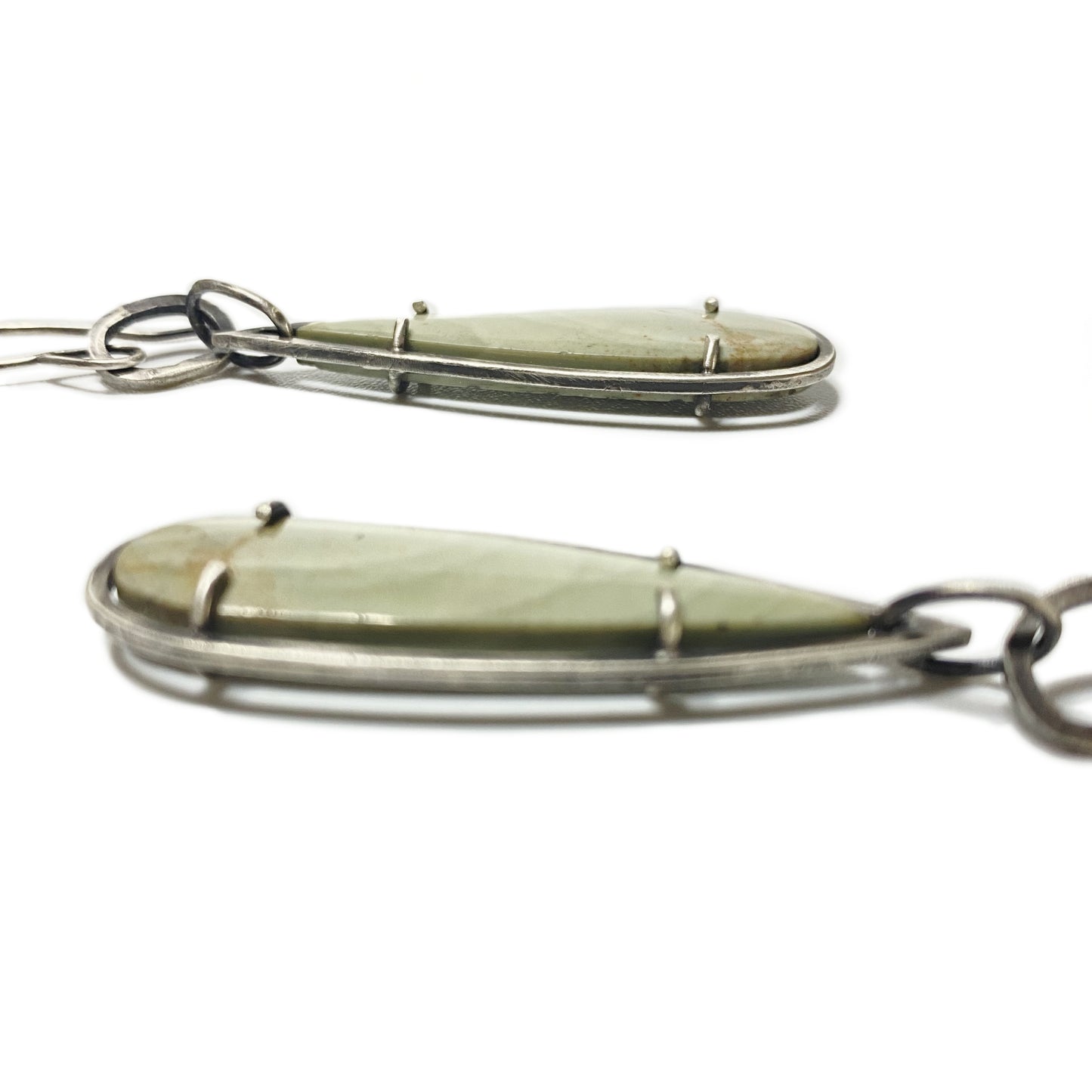 Imperial green jasper silver prong-set earrings