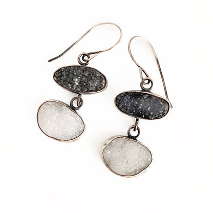 Black & white druzy earrings