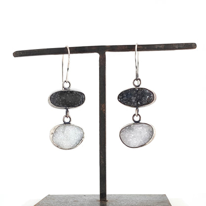 Black & white druzy earrings