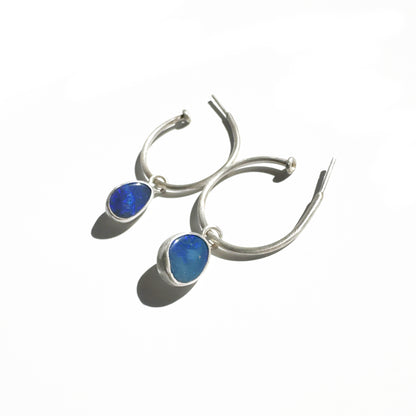 Versatile hoops with removable blue opals