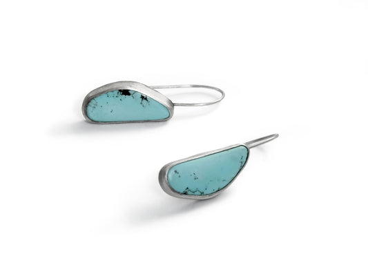Kingman turquoise sterling silver drop earrings