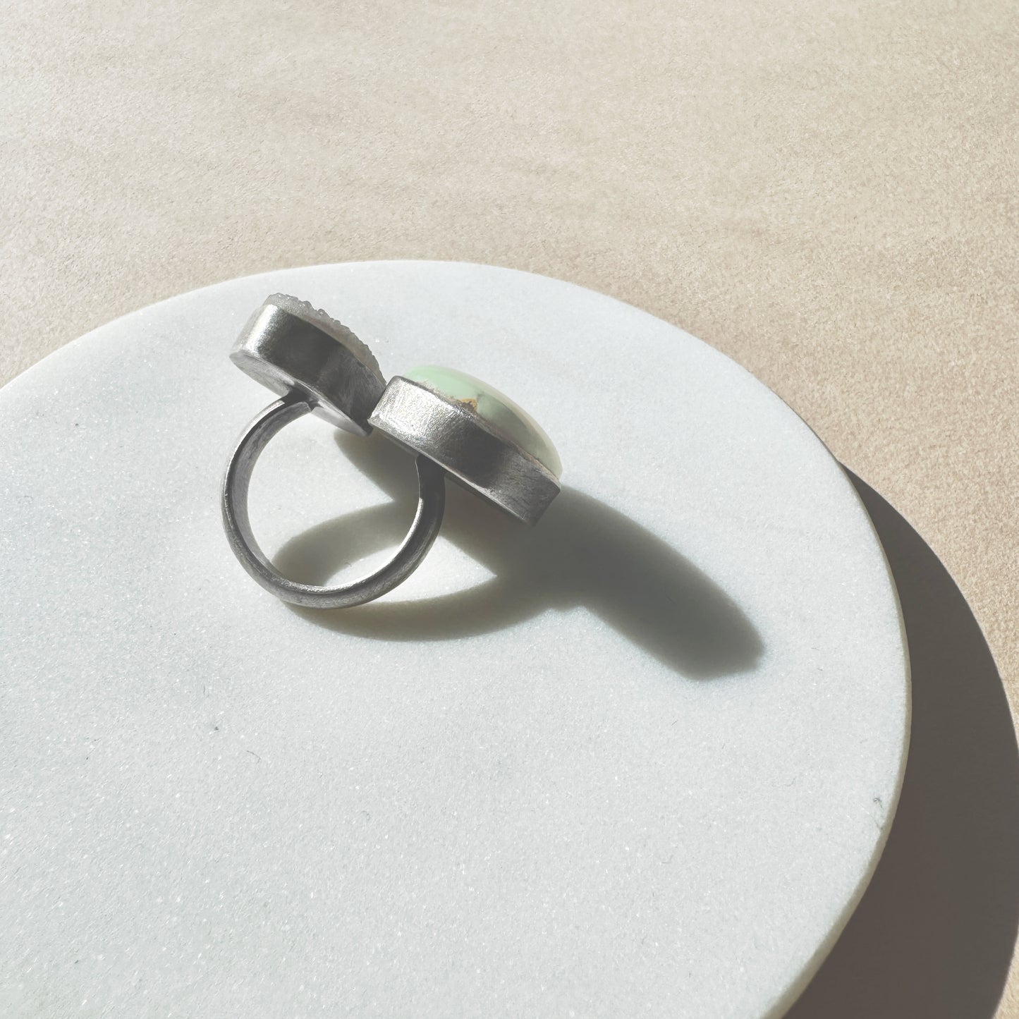 Poseidon variscite & druzy double ring