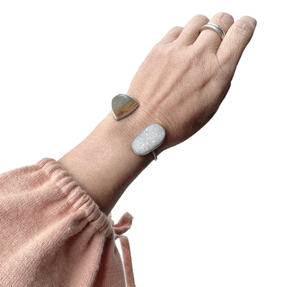 Druzy & Jasper Double Bezel Bracelet – Sterling Silver