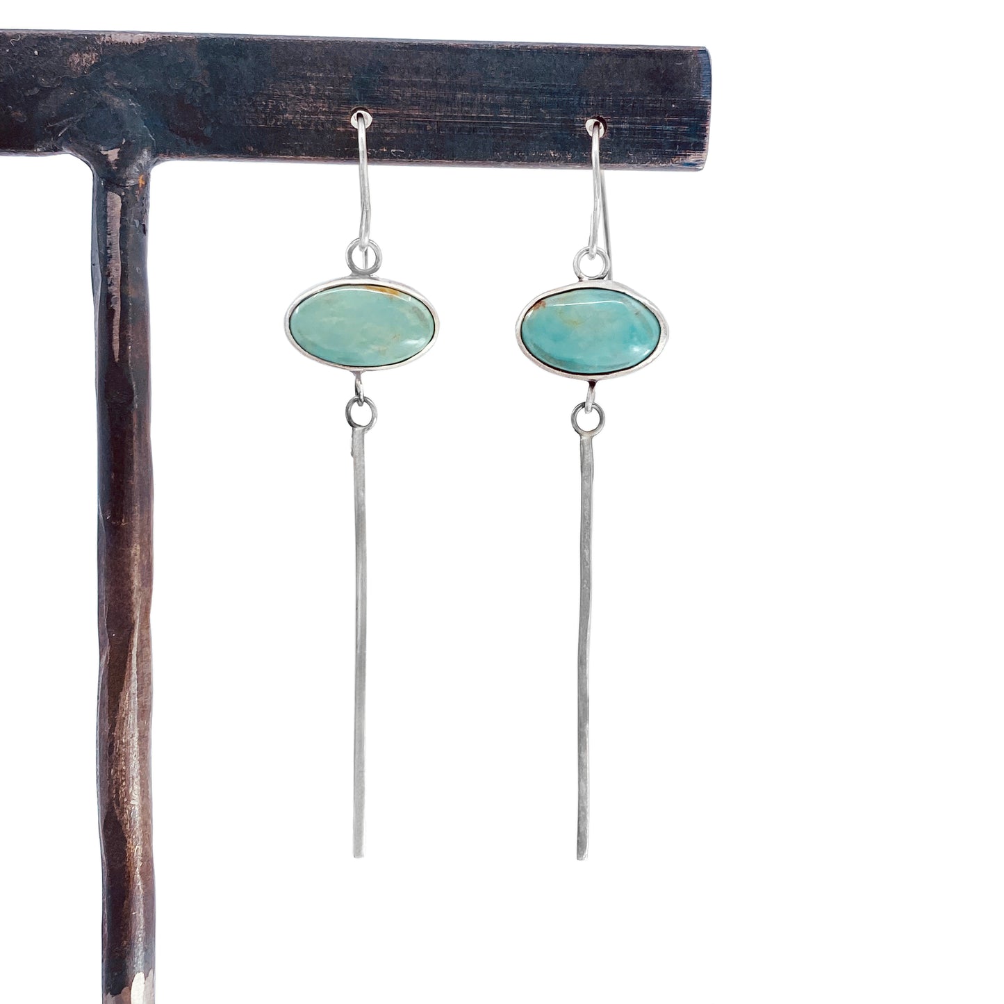 Oval turquoise drop earrings