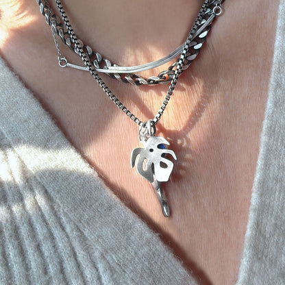 Sterling silver handcut monstera leaf pendant