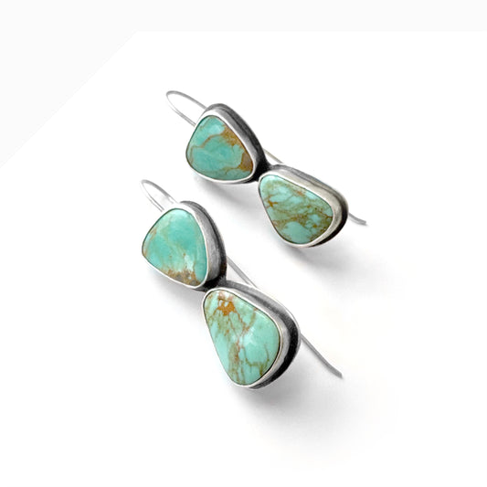 Double bezel Kingman turquoise earrings