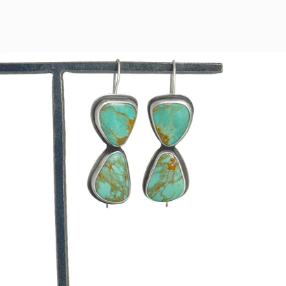 Double bezel Kingman turquoise earrings