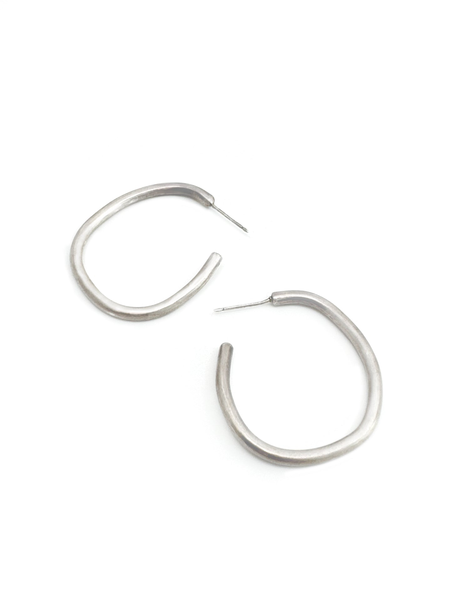 Organic sterling silver hoop earrings