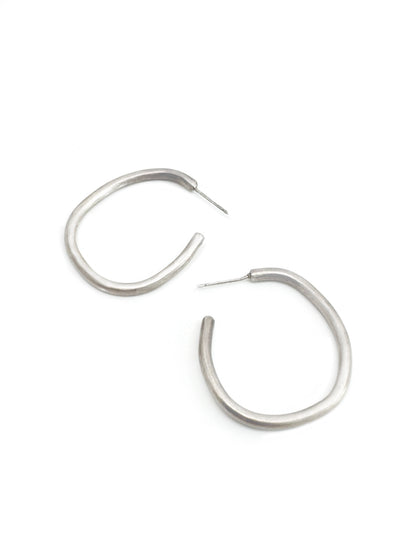 Organic sterling silver hoop earrings