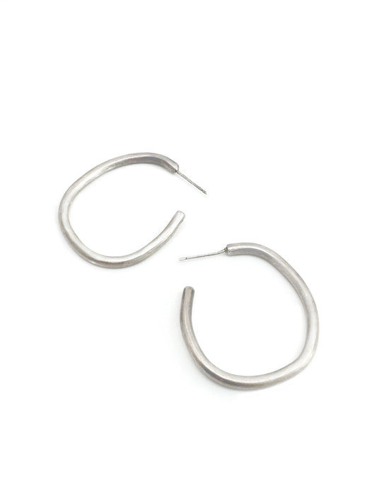 Organic sterling silver hoop earrings