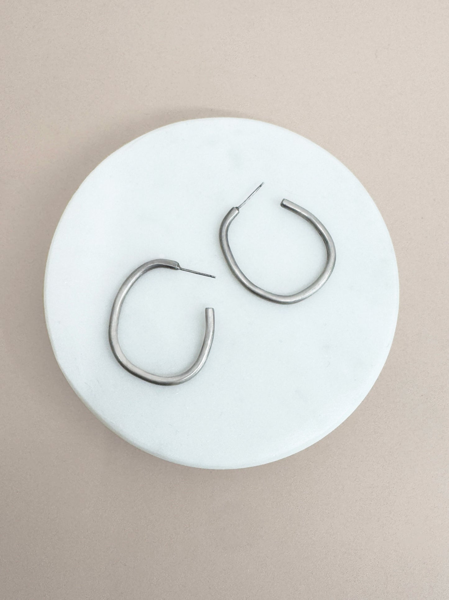 Organic sterling silver hoop earrings