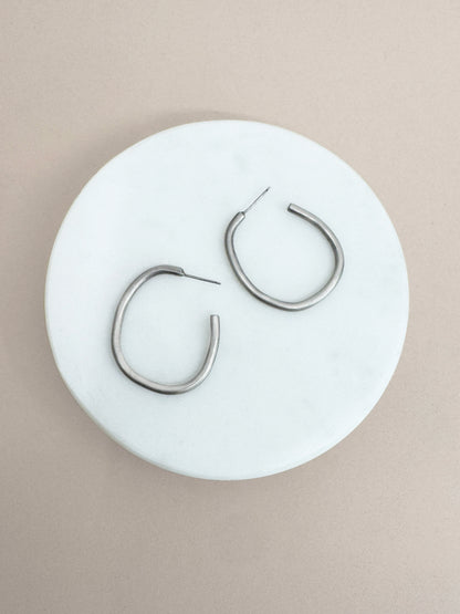Organic sterling silver hoop earrings