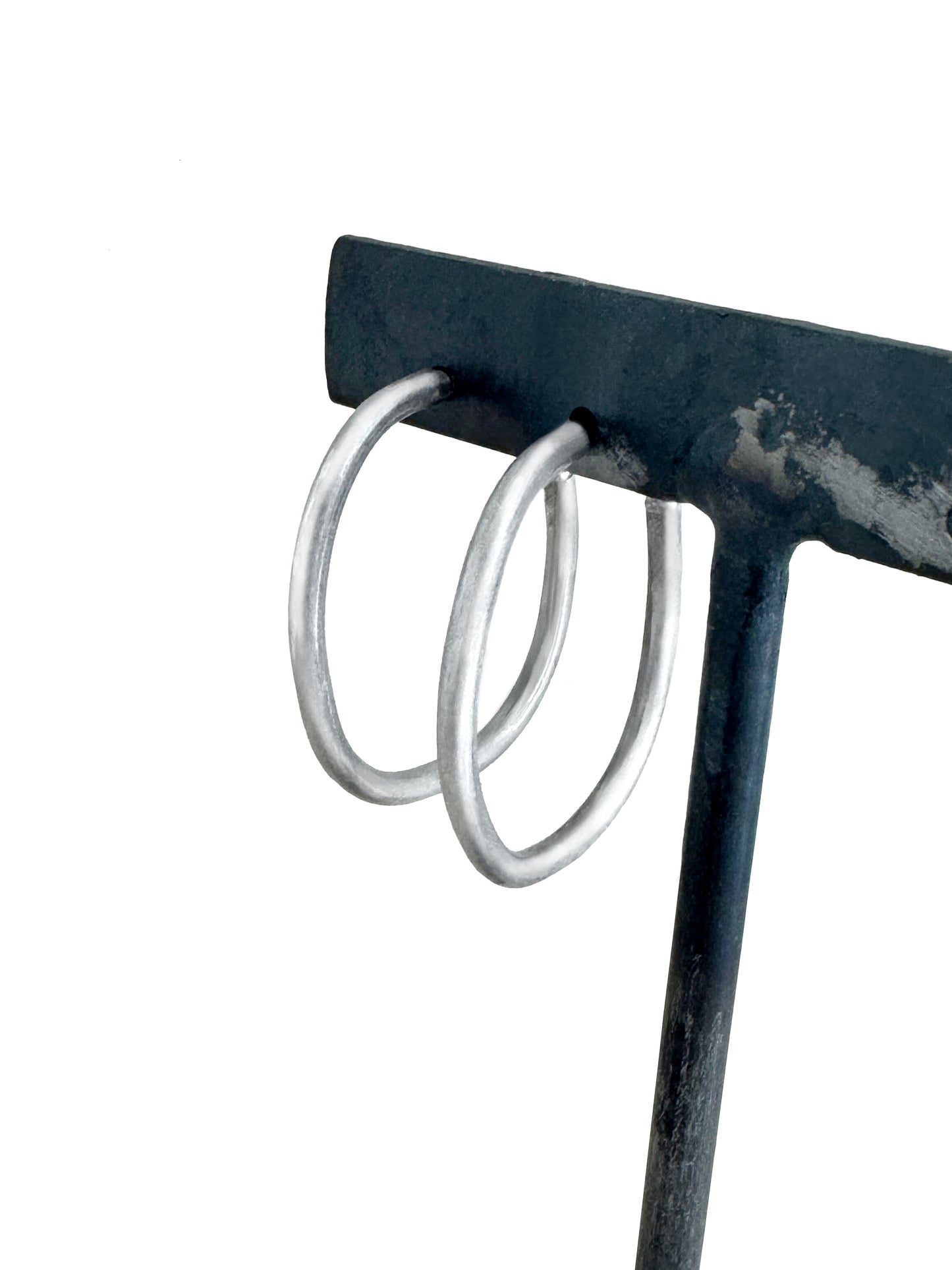 Organic sterling silver hoop earrings