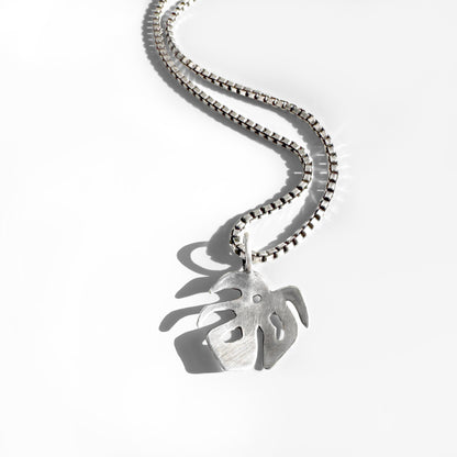 Sterling silver handcut monstera leaf pendant