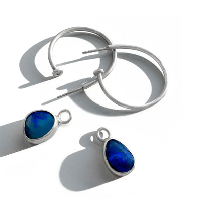 Versatile hoops with removable blue opals